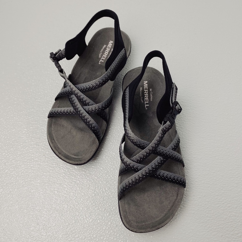 NEW MERRELL District Muri Lattice Sandals Womens Black Gray 5